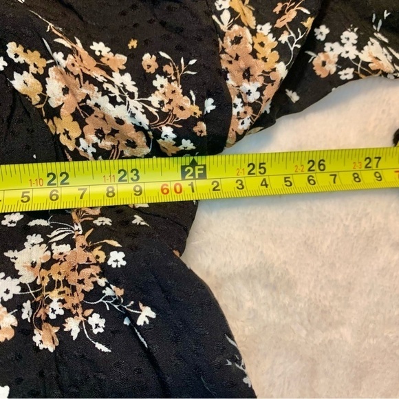 Boho Dress XL Jade by Jane Black Pretty Floral White Gold Tan Flowy - Picture 13 of 14